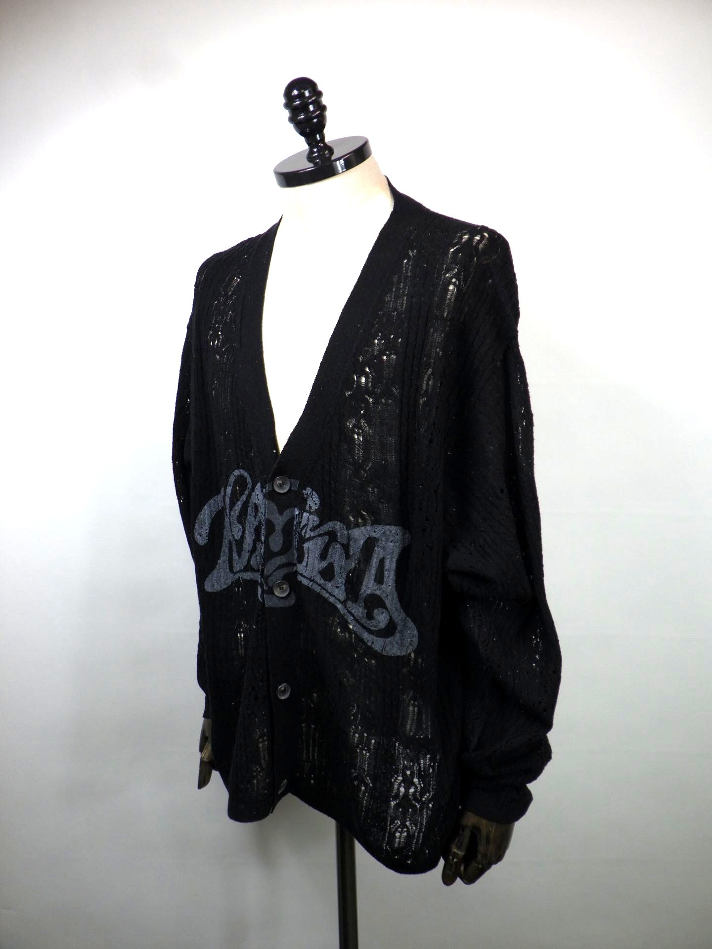 KAMIYA　"WAVY KAMIYA" プリント シルク レース ニット カーディガン　G16CD059-BK