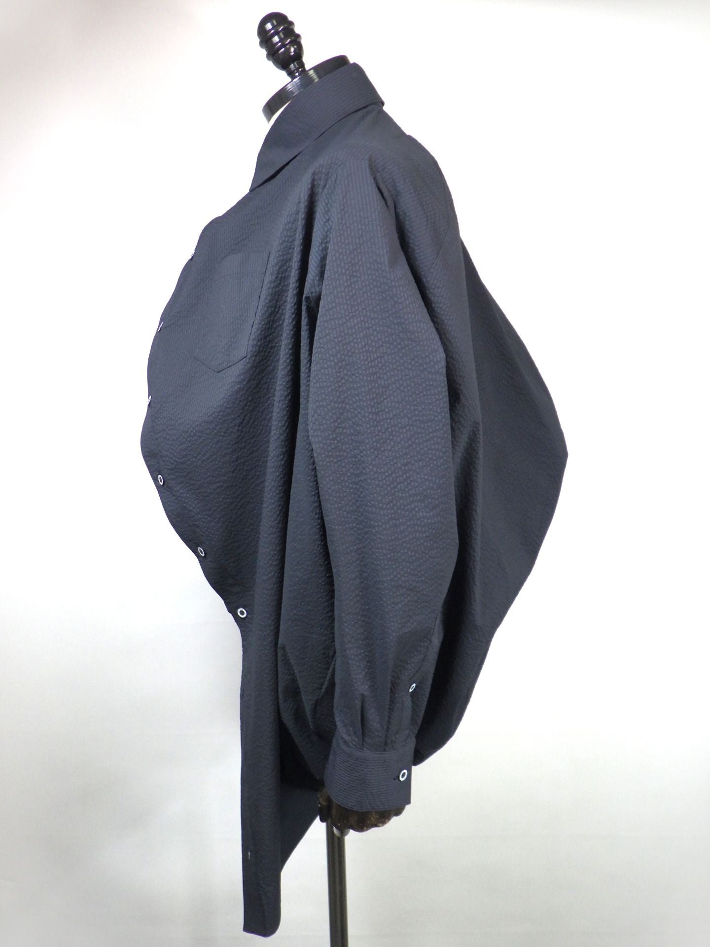 ANREALAGE　ボールシアサッカーシャツ　AZ261CW1107-BK