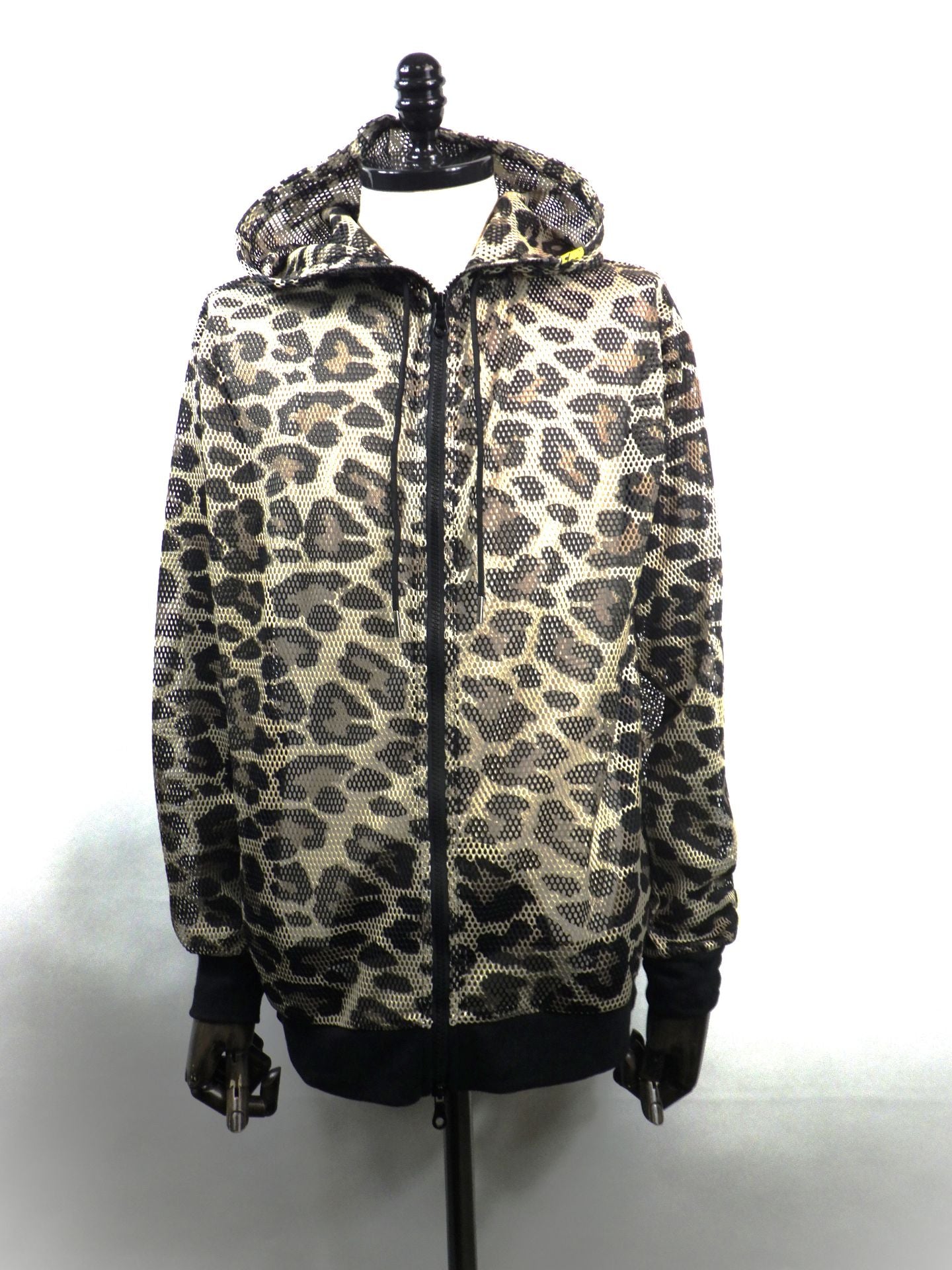 STUD MUFFIN　レオパードメッシュ スマイリーパッチ ジップパーカー　614-02864