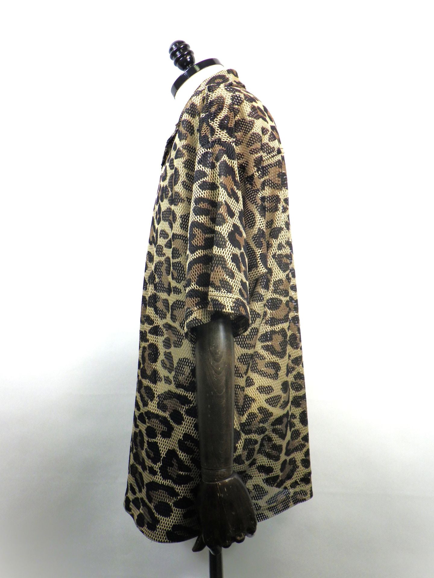 STUD MUFFIN　レオパードメッシュ スマイリーパッチオーバーサイズシャツ　614-01148