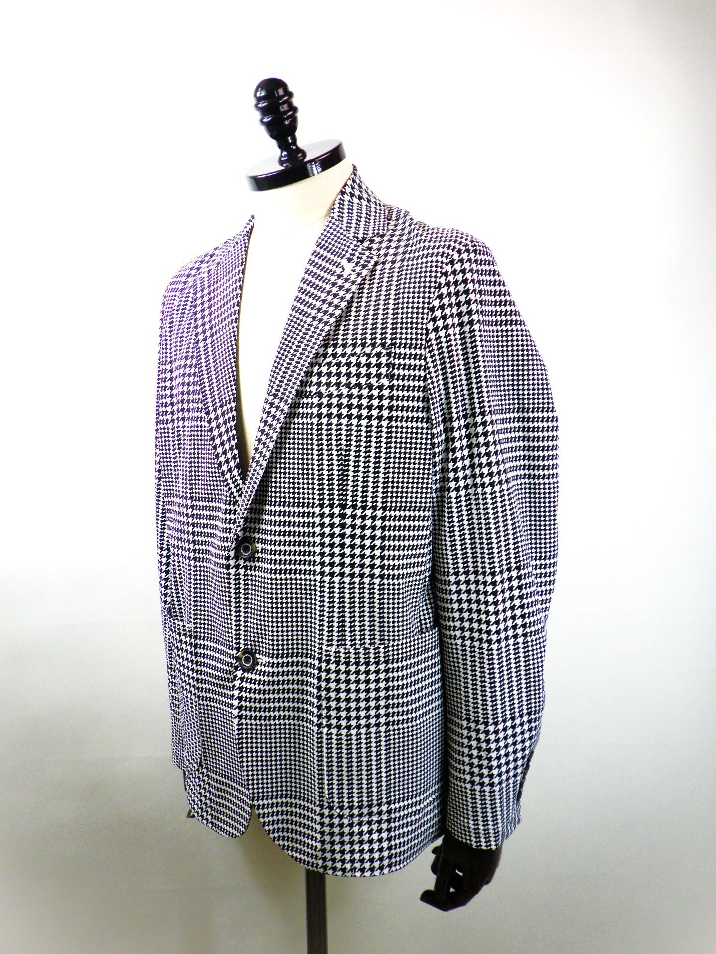 1PIU1UGUALE3 RELAX　接触冷感グレンチェックナイロンジャケット　USO-26062-WH×BK