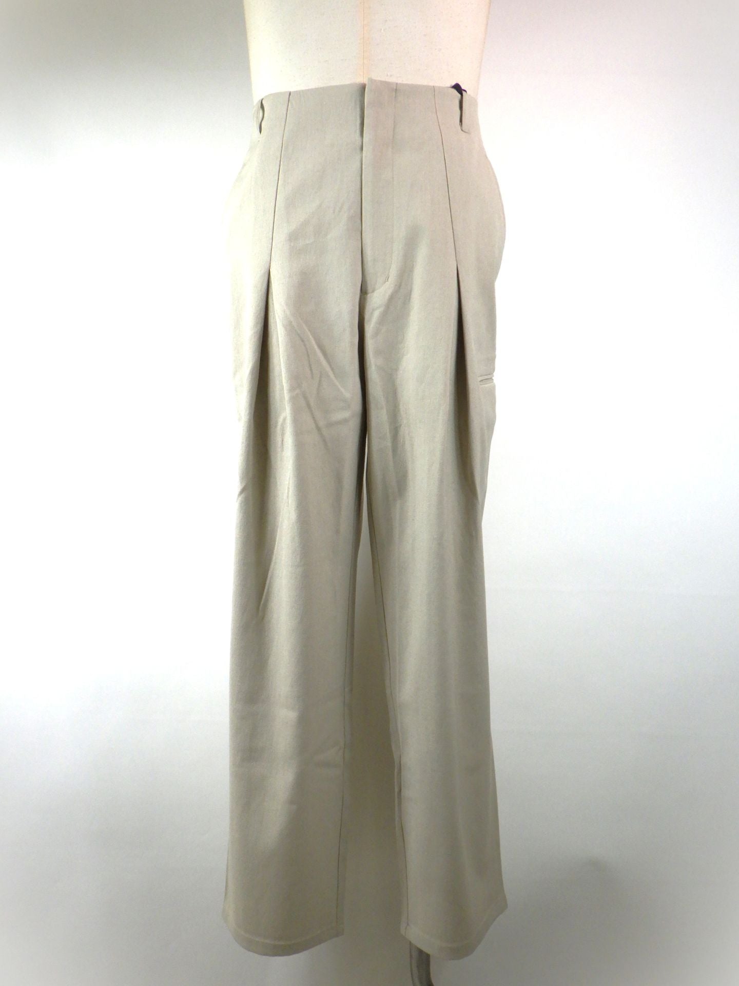 1PIU1UGUALE3 RELAX　リネンブレンドディープタックワイドパンツ　USB-26008-BEG