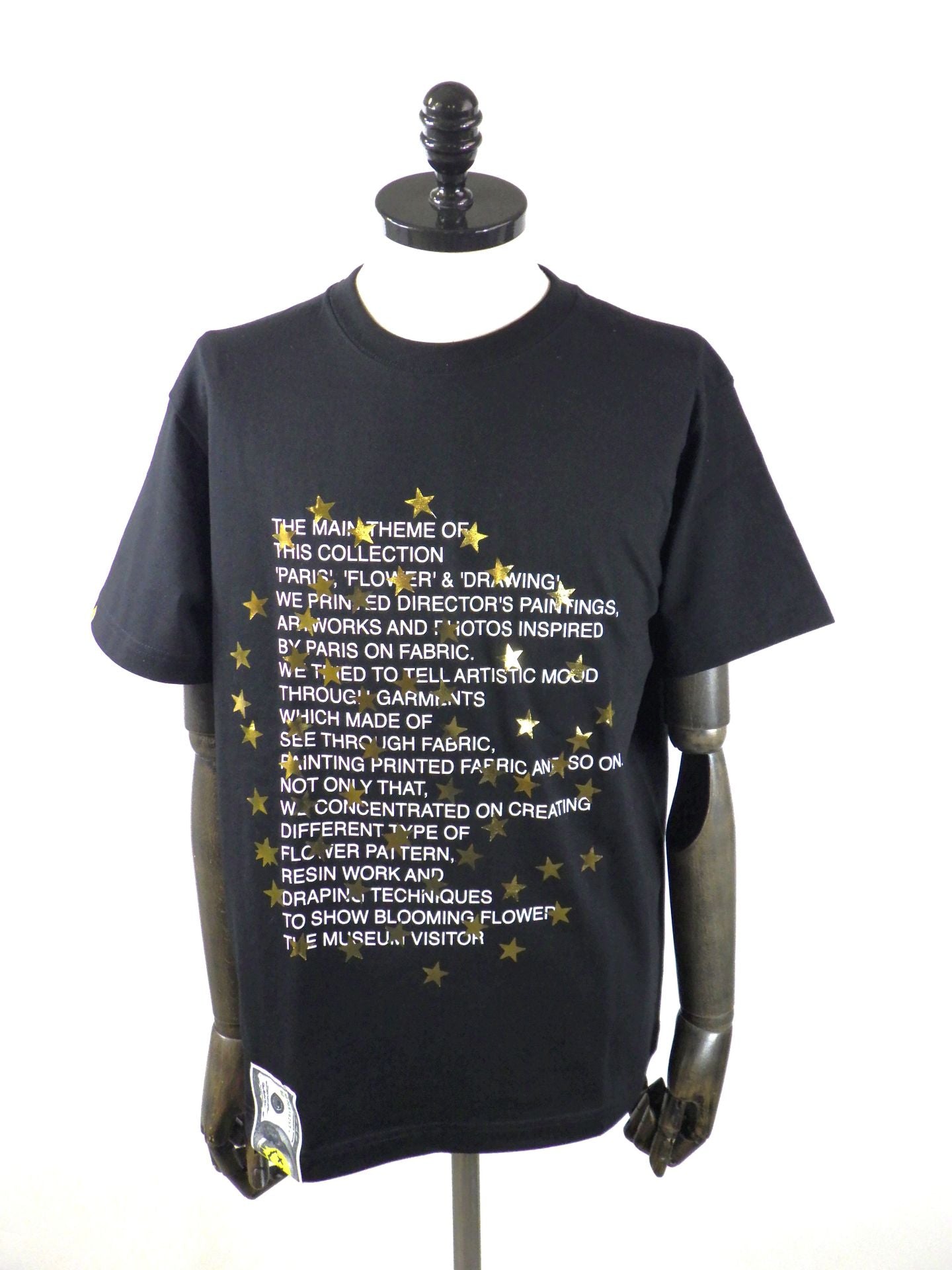 STUD MUFFIN　コットン天竺 メッセージスター箔プリント SSシャツ　614-02876-BK