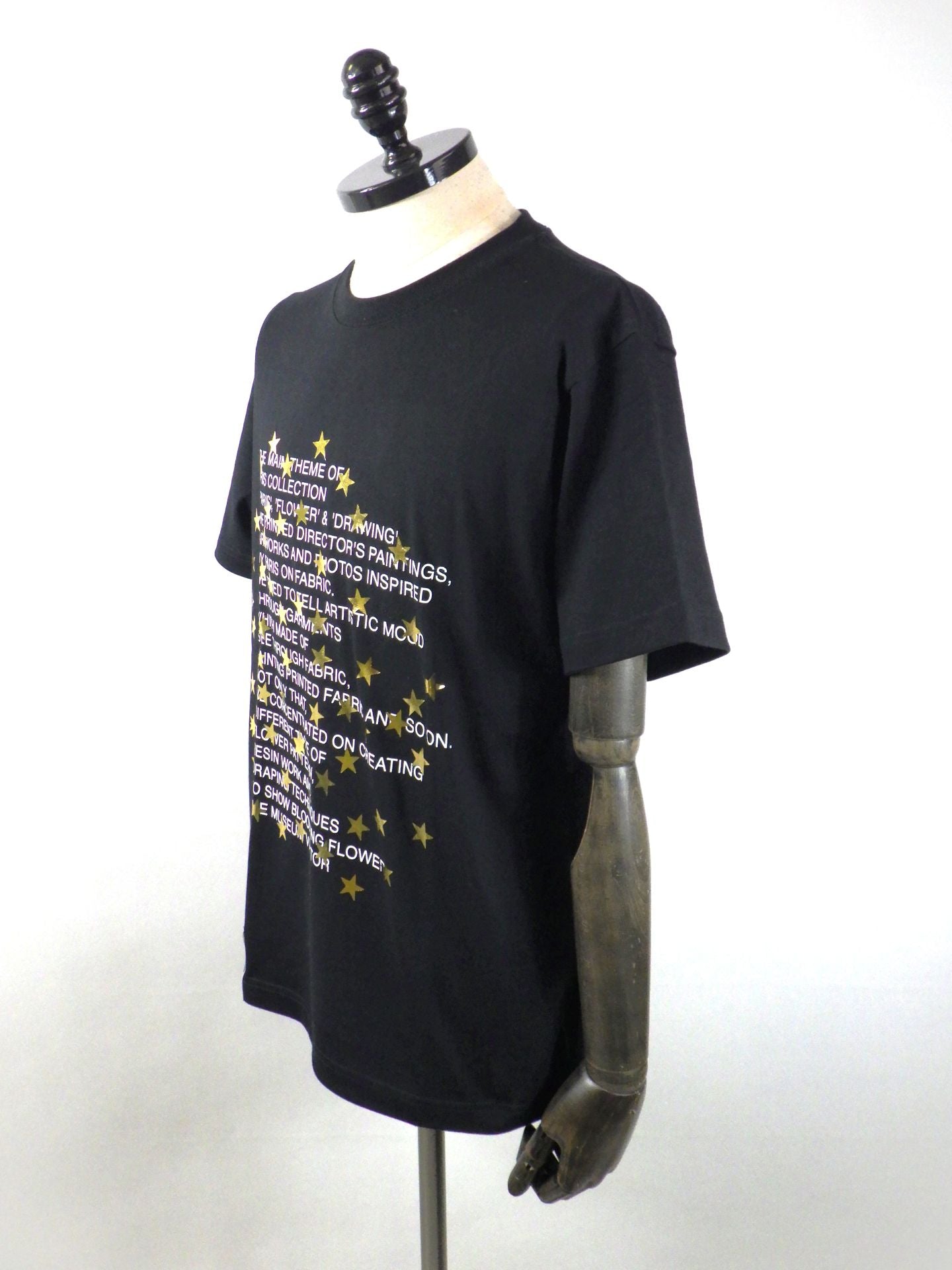 STUD MUFFIN　コットン天竺 メッセージスター箔プリント SSシャツ　614-02876-BK