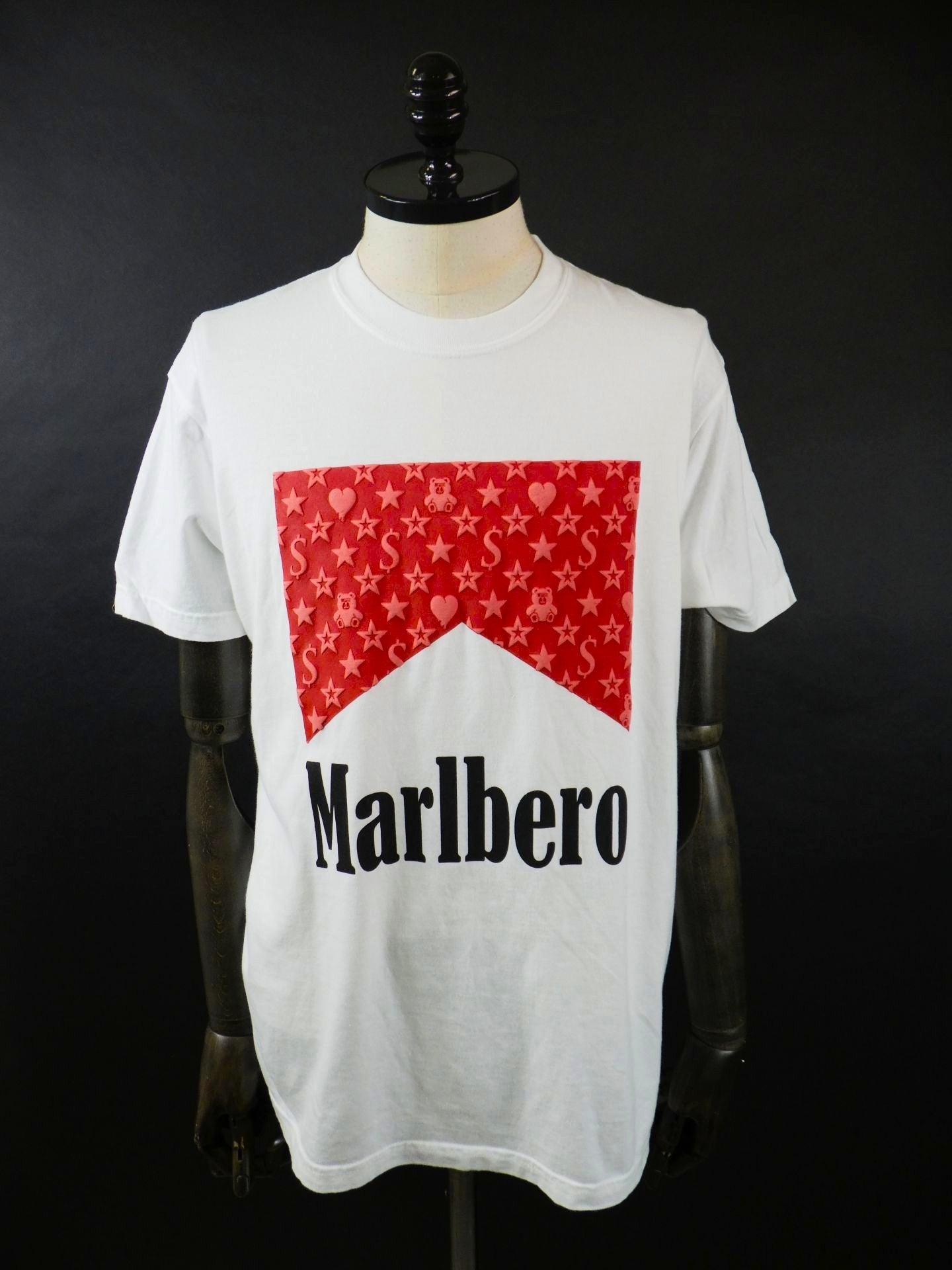 STUD MUFFIN　ピグメントウォッシュドコットン天竺 MARBEROフォームプリント SSシャツ　614-02873-WH