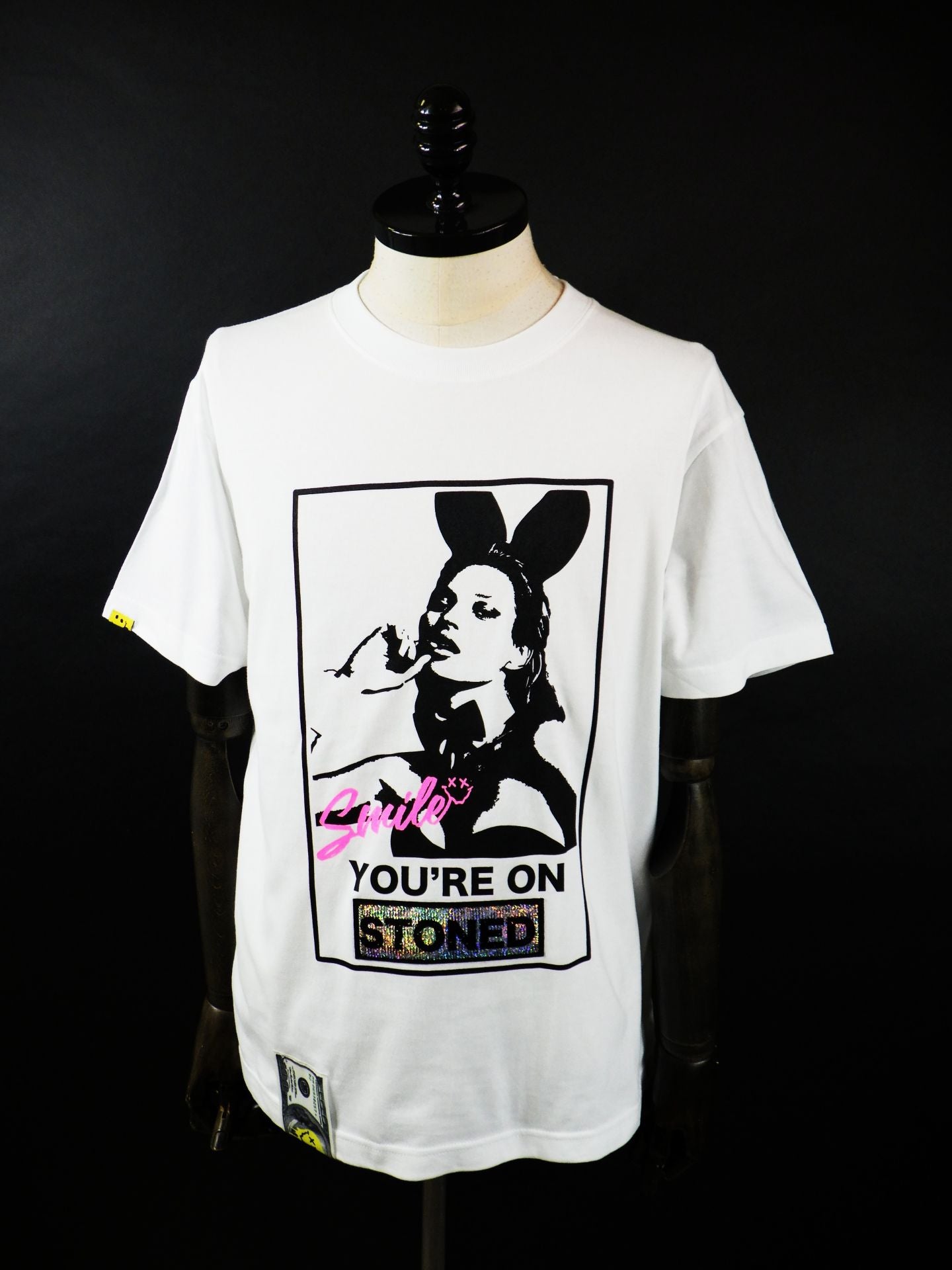 STUD MUFFIN　コットン天竺YOURE ON STONEDシークインSSシャツ　614-02875-WH