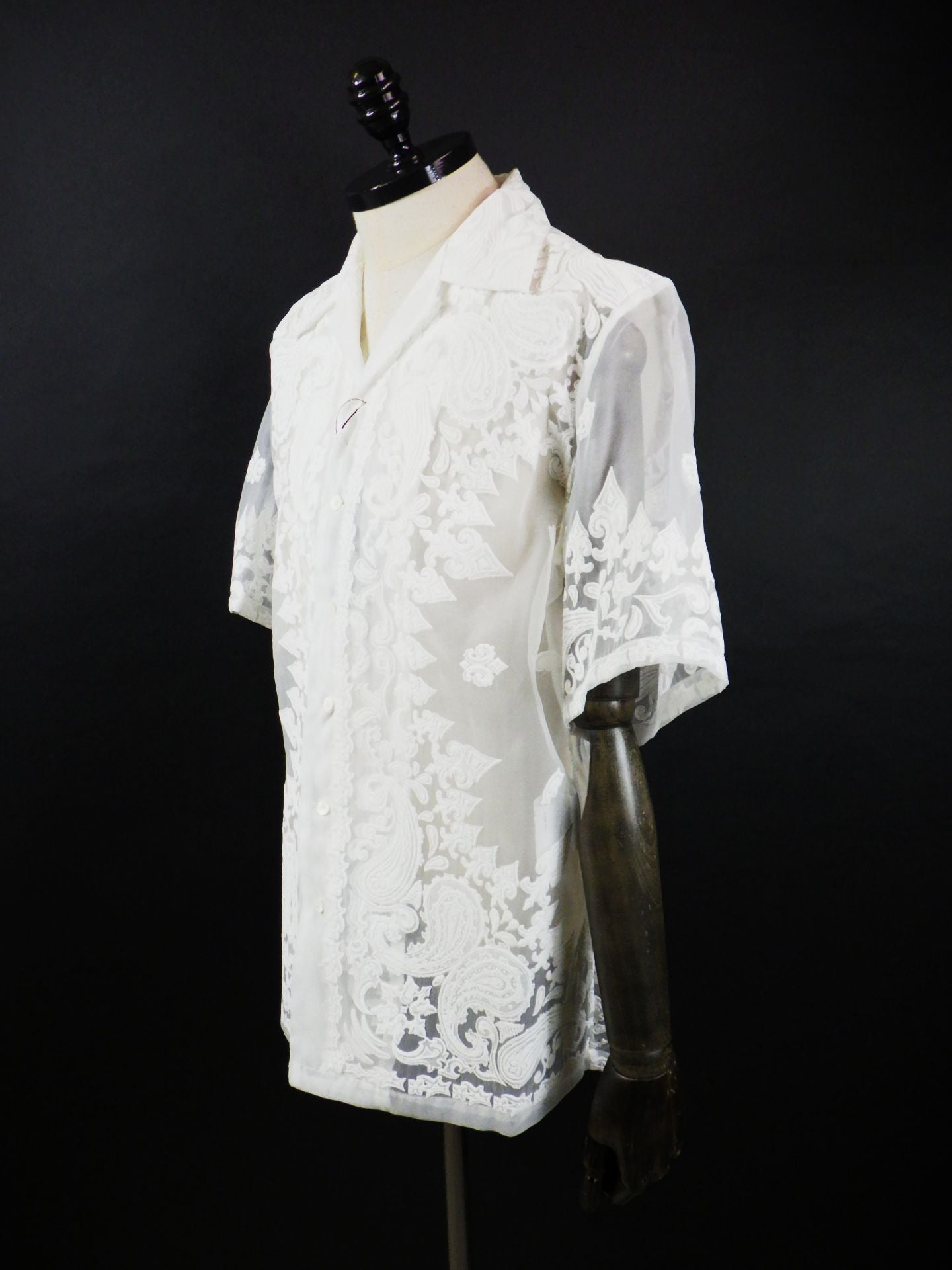 TAAKK　シアーバンダナショートスリーブシャツ　TA26SS-SH025-WHT