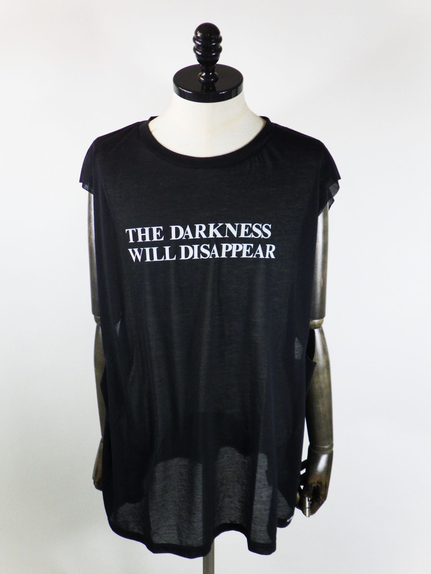 KAMIYA　タイポグラフィプリントシアージャージ―スリーブレスT-シャツ　G16TS082-BK