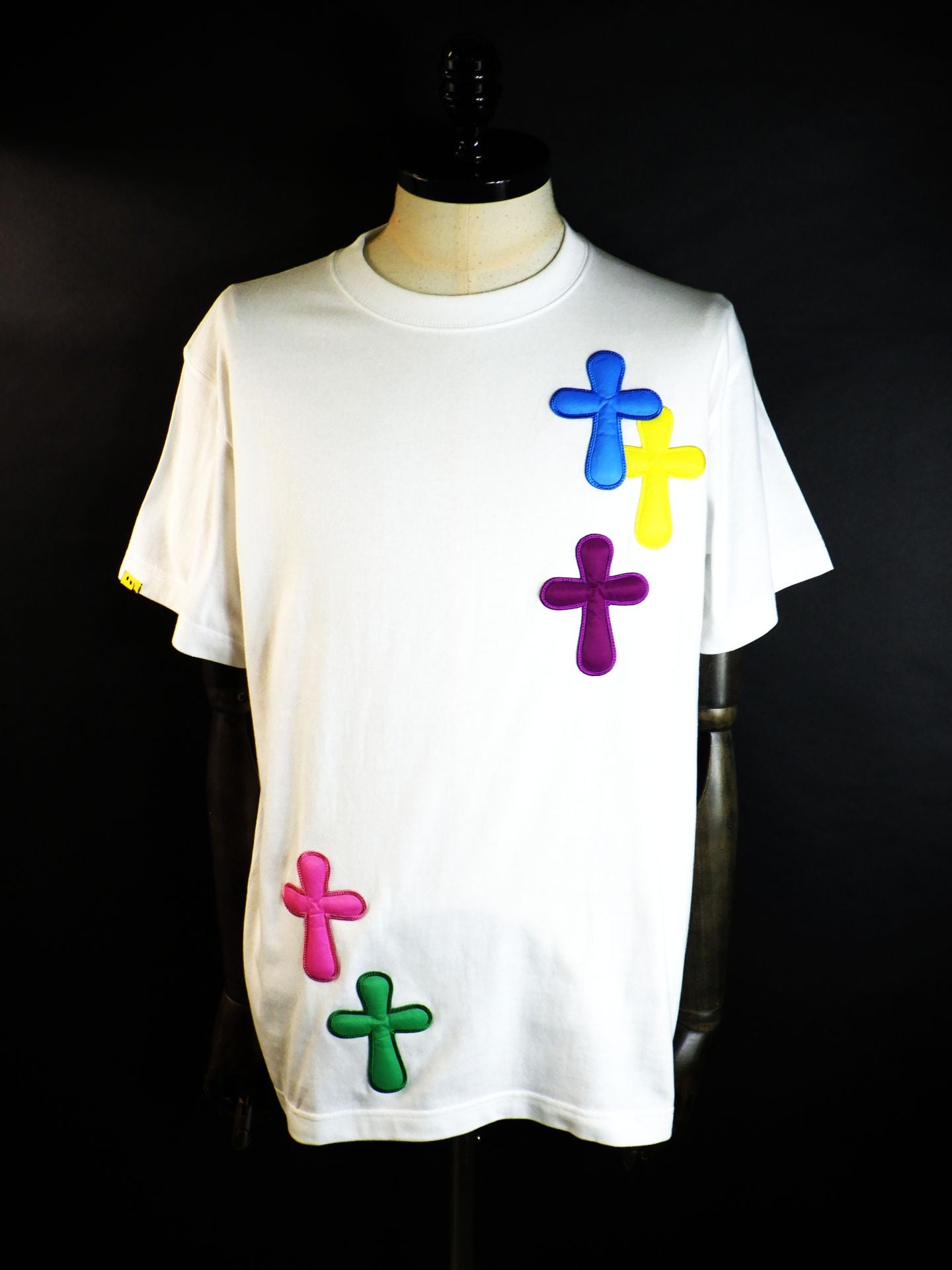 STUD MUFFIN　コットン天竺クロスパフワッペンSSシャツ　614-02885-WH×MLT