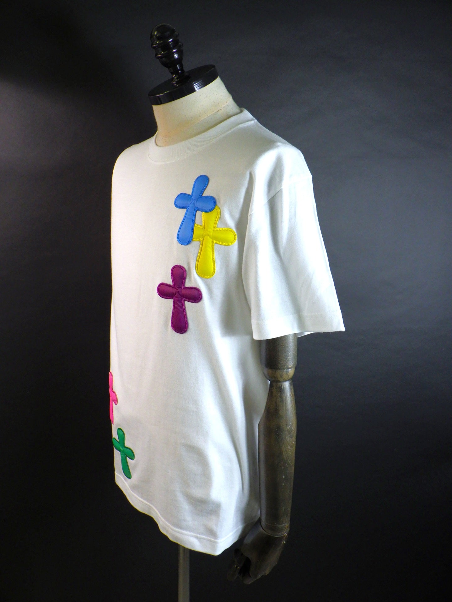 STUD MUFFIN　コットン天竺クロスパフワッペンSSシャツ　614-02885-WH×MLT
