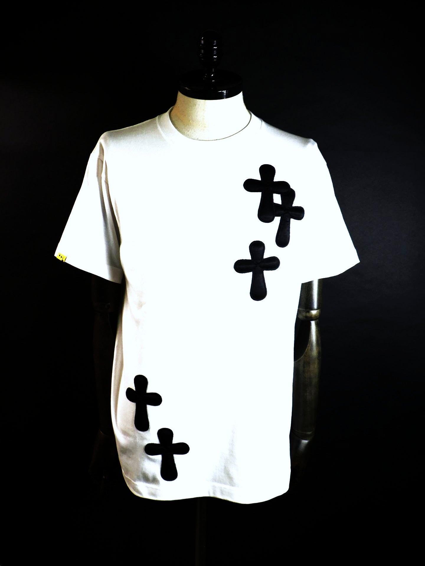 STUD MUFFIN　コットン天竺クロスパフワッペンSSシャツ　614-02885-WH