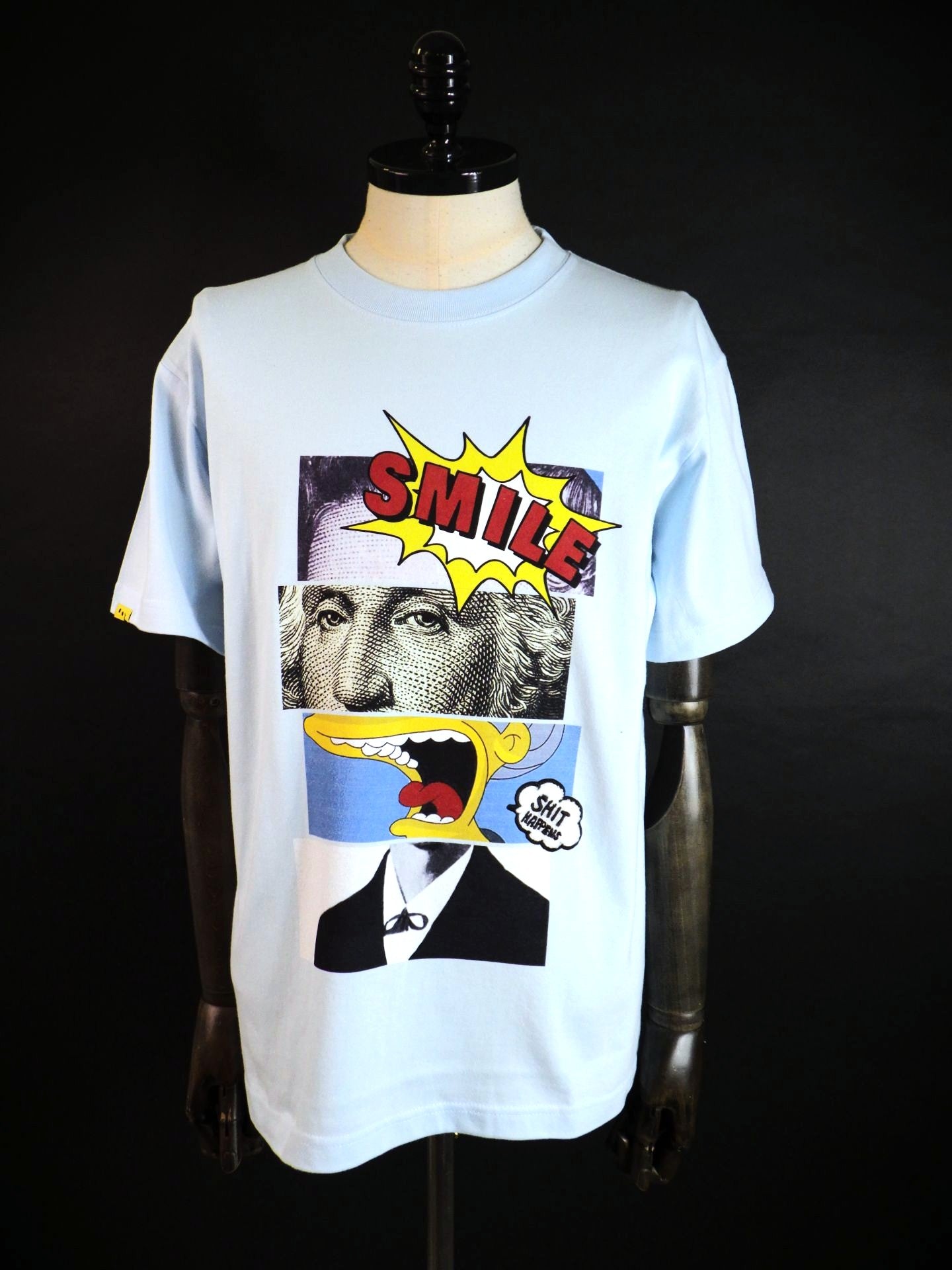 STUD MUFFIN　コットン天竺ブロックコラージュSSシャツ　614-02884-L.BL