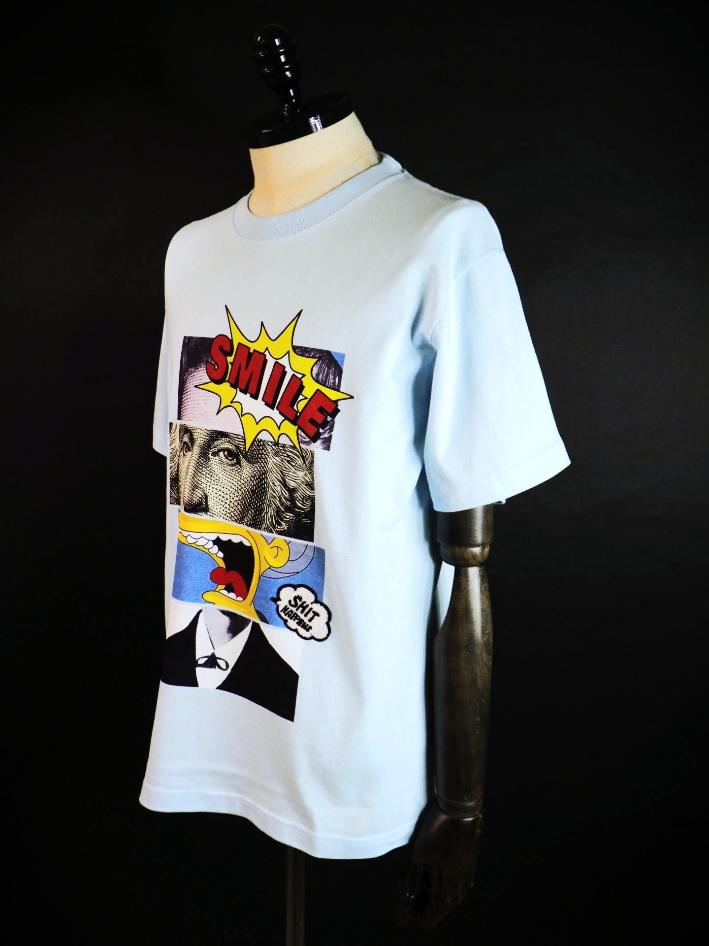 STUD MUFFIN　コットン天竺ブロックコラージュSSシャツ　614-02884-L.BL