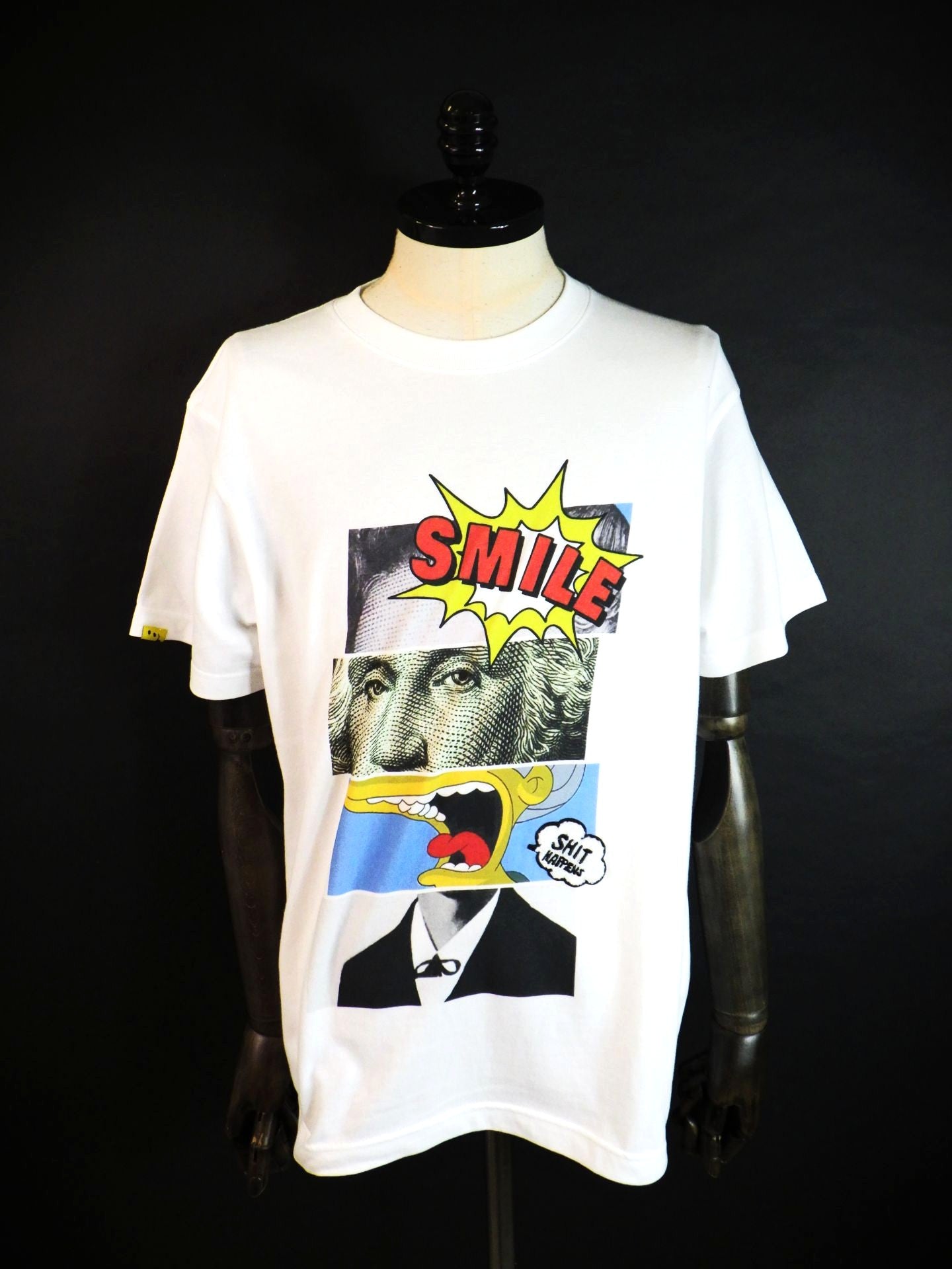 STUD MUFFIN　コットン天竺ブロックコラージュSSシャツ　614-02884-WH