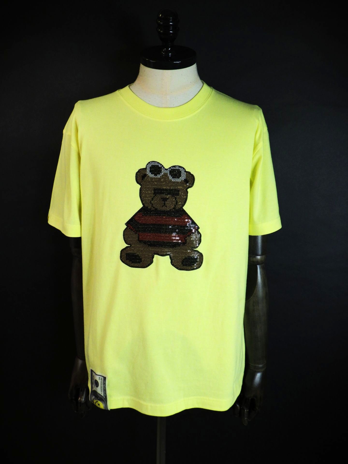 STUD MUFFIN　コットン天竺カートベアシークインSSシャツ　614-02883-YEL