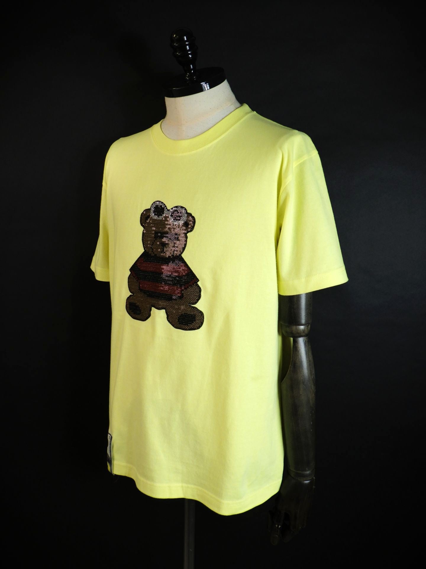 STUD MUFFIN　コットン天竺カートベアシークインSSシャツ　614-02883-YEL