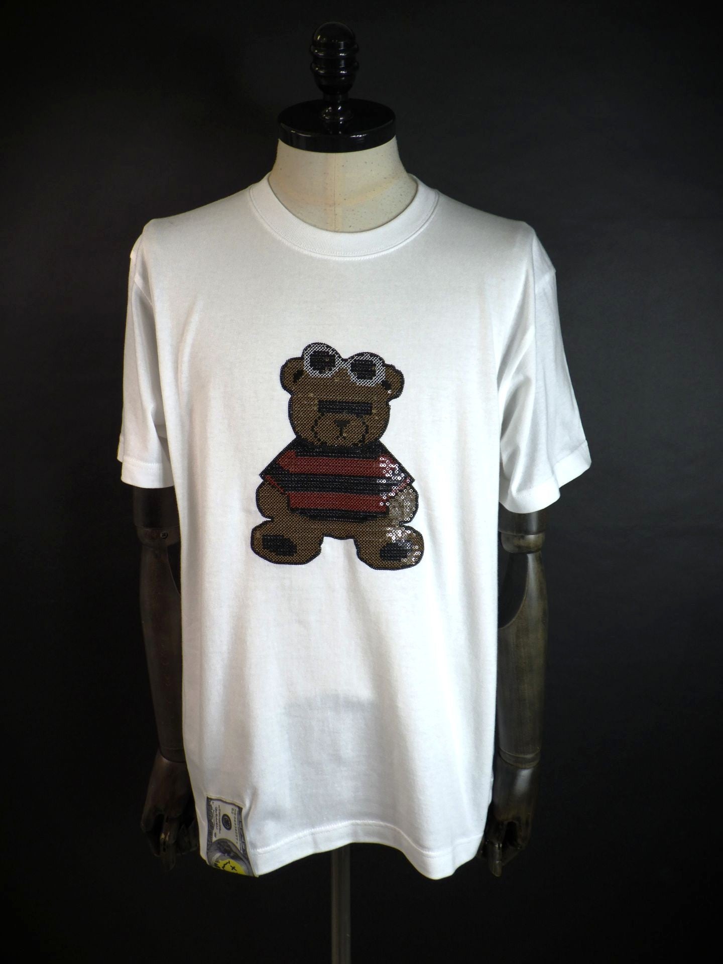 STUD MUFFIN　コットン天竺カートベアシークインSSシャツ　614-02883-WH