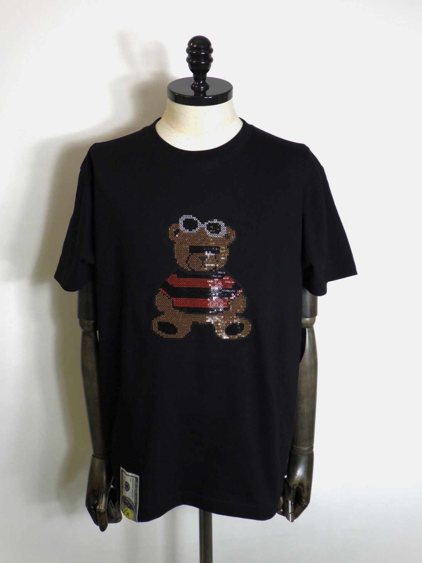 STUD MUFFIN　コットン天竺カートベアシークインSSシャツ　614-02883-BK