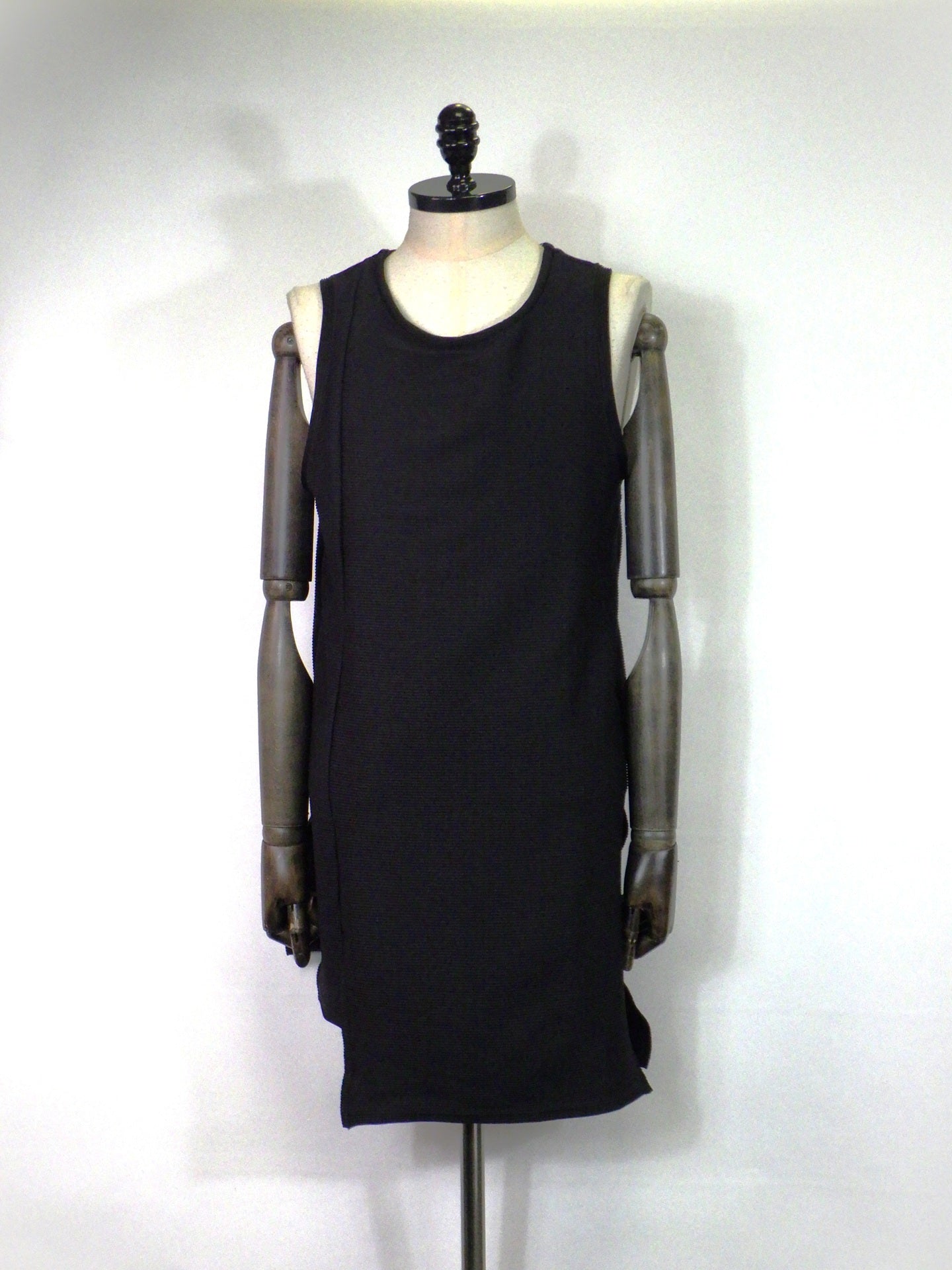 prasthana　offset extension tank top_A [RIPPLE JERSEY]　P-2202002-BK