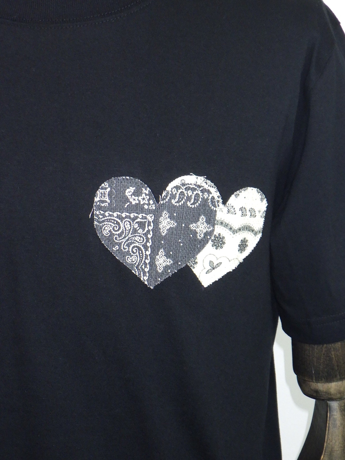 wjk　bandana panel heart T　7402cj51i-BK