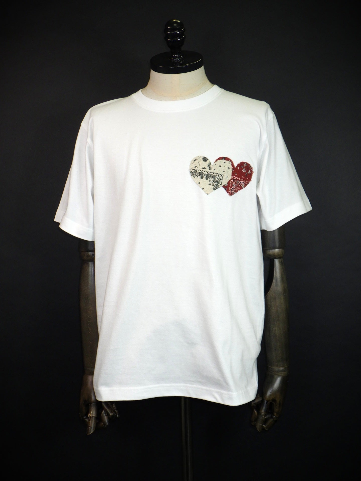 wjk　bandana panel heart T　7402cj51i-WH×RD