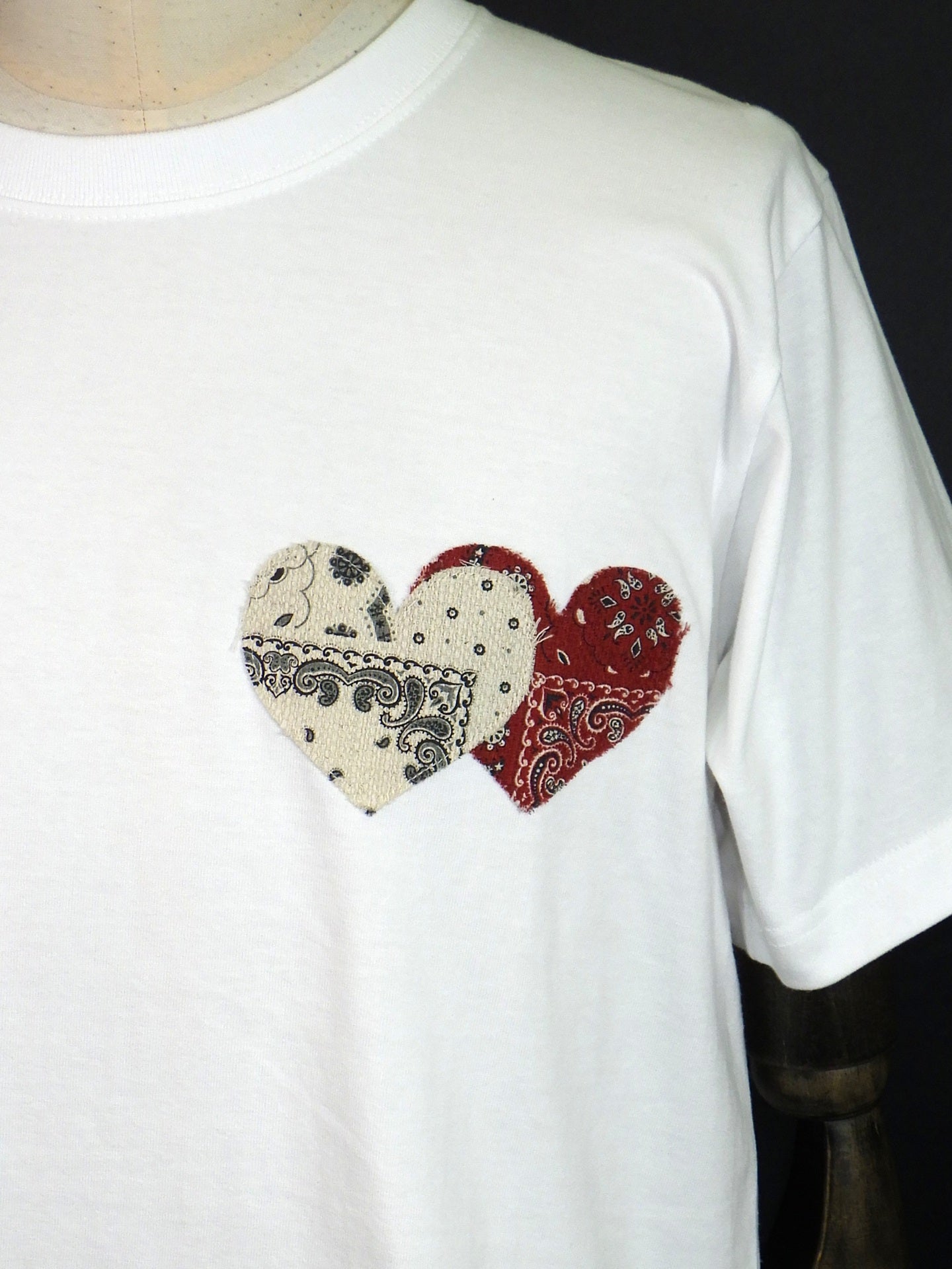 wjk　bandana panel heart T　7402cj51i-WH×RD